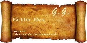 Gürtler Géza névjegykártya